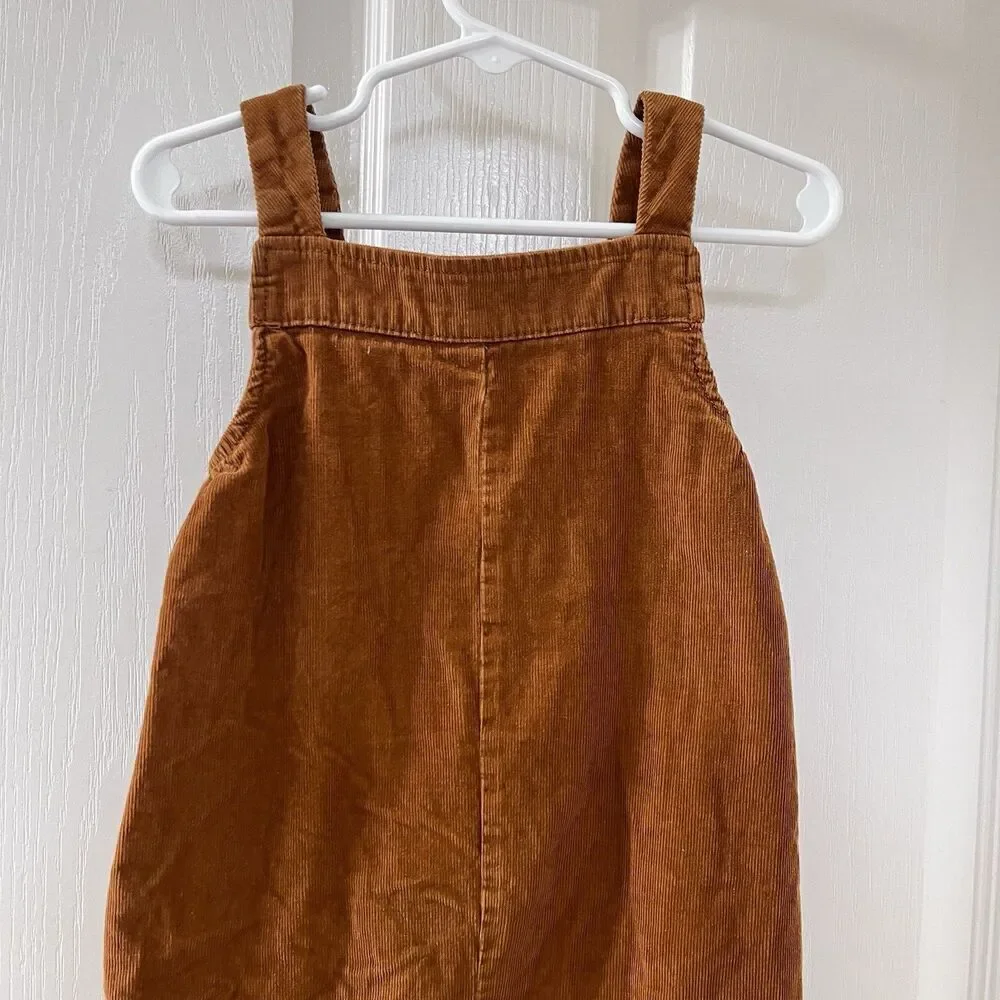 Baby Boden Badger Fox Applique Brown Corduroy Dungaree Overalls SZ 18-24 Months